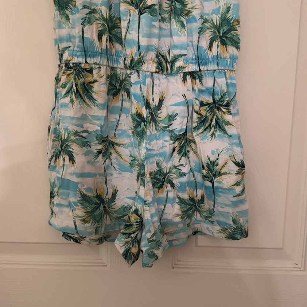 Old Navy Kids Palm Tree Print Romper - Blue and Green - Picture 3 of 6